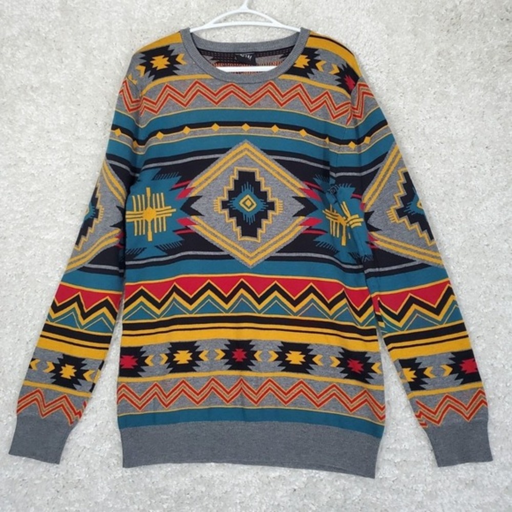 Empyre Sweater Men's Size M‎ Multi-Color Southwestern Geometric Knit Pullover